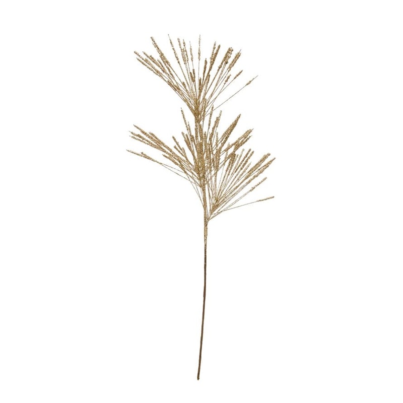 Faux Long Needle Pine Spray with Glitter, Champagne