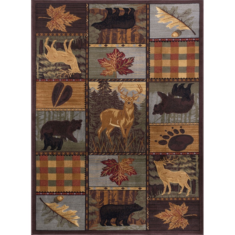 Tayse Lodge Area Rug NTR65-Colorblock Wildlife Novelty Cut Pile Indoor Polypropylene