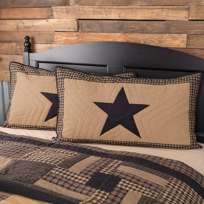 Black Check Star King Sham 21×37