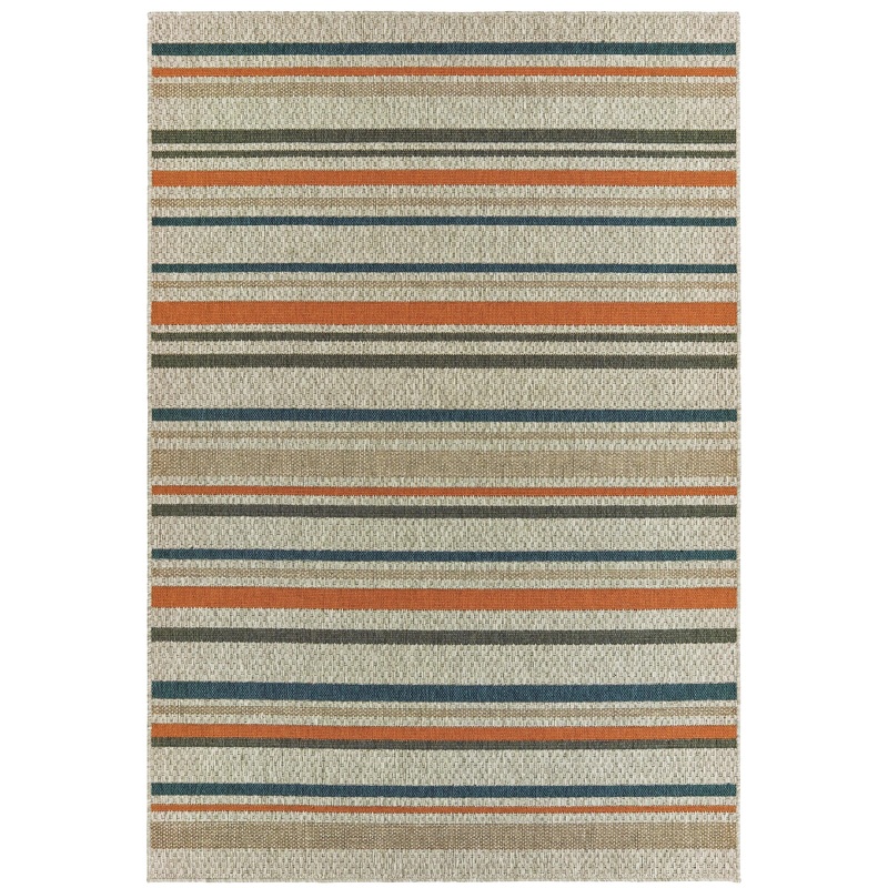 Latitude Grey Teal Transitional Geometric Indoor/Outdoor Rug