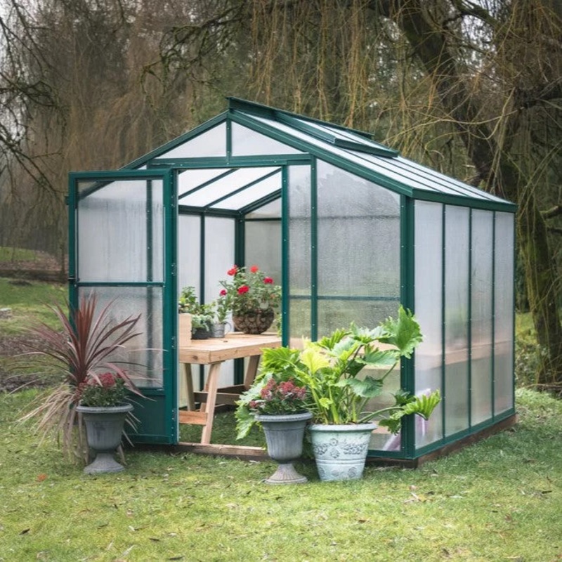 Sunhaven Greenhouse Kit 8 x 8 ft. with 6mm Twinwall Polycarbonate Panels and Aluminum Frame