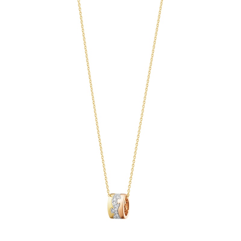 Fusion Pendant, Yellow/White/Rose Gold with Center Pav Diamond – 0.19ct