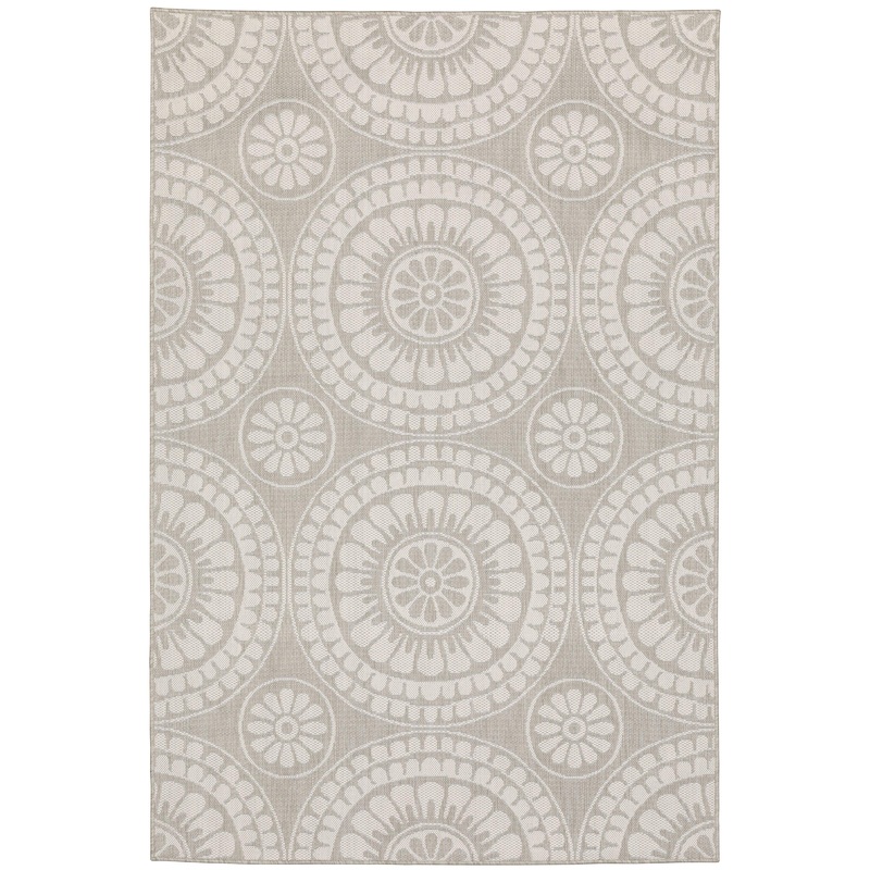 Portofino Grey Ivory Transitional Geometric Indoor/Outdoor Rug