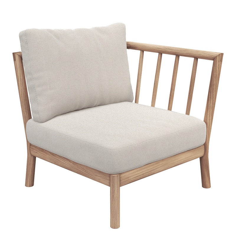 Tradition Outdoor Teak Lounge Sofa – End Module, Three Cushion Color Variants