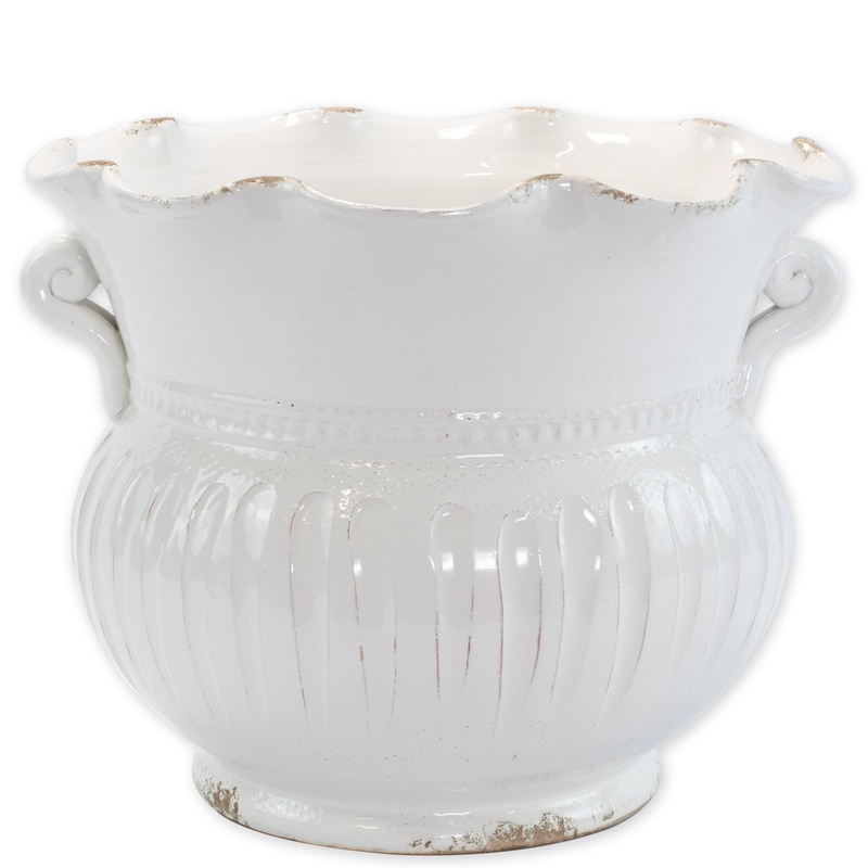 VIETRI: Rustic Garden White Large Scallop Planter