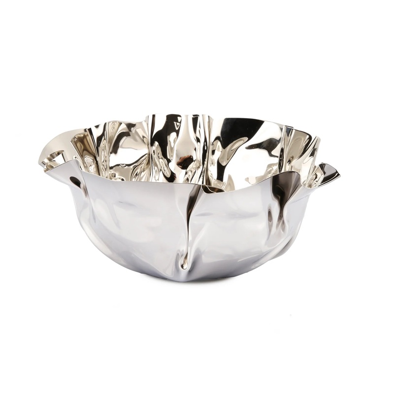 Classic Touch Stainless Steel Wavy Design Serving Bowl