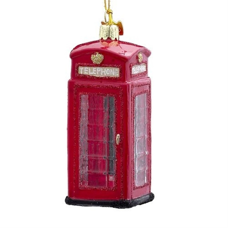 Noble Gems Kurt Adler 4-Inch Hanging Glass British Phone Booth Christmas Ornament
