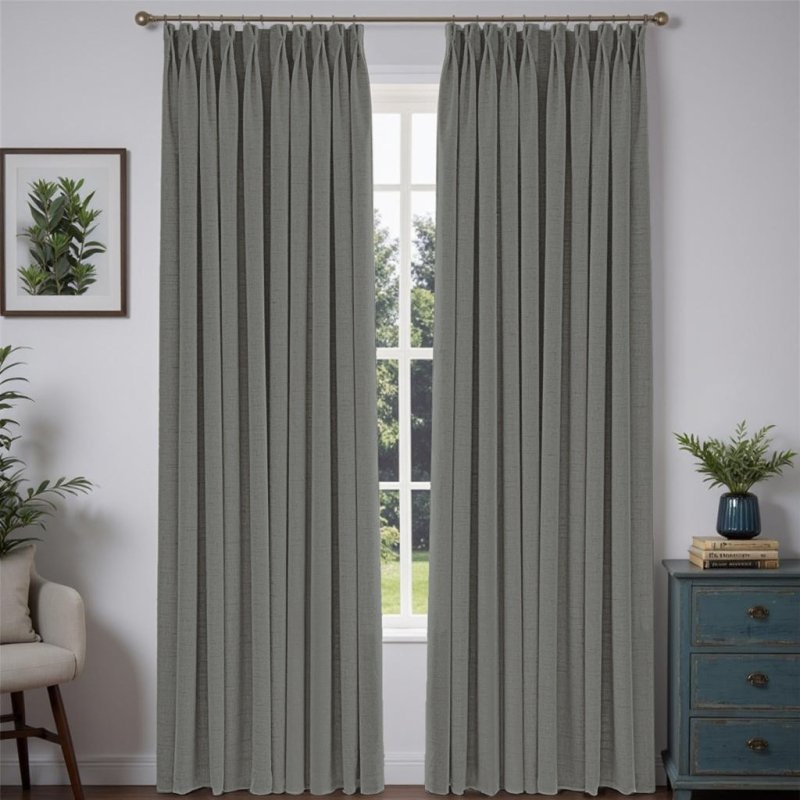 “Pure” Custom Heavyweight Linen Drape Pleated – Light Gray