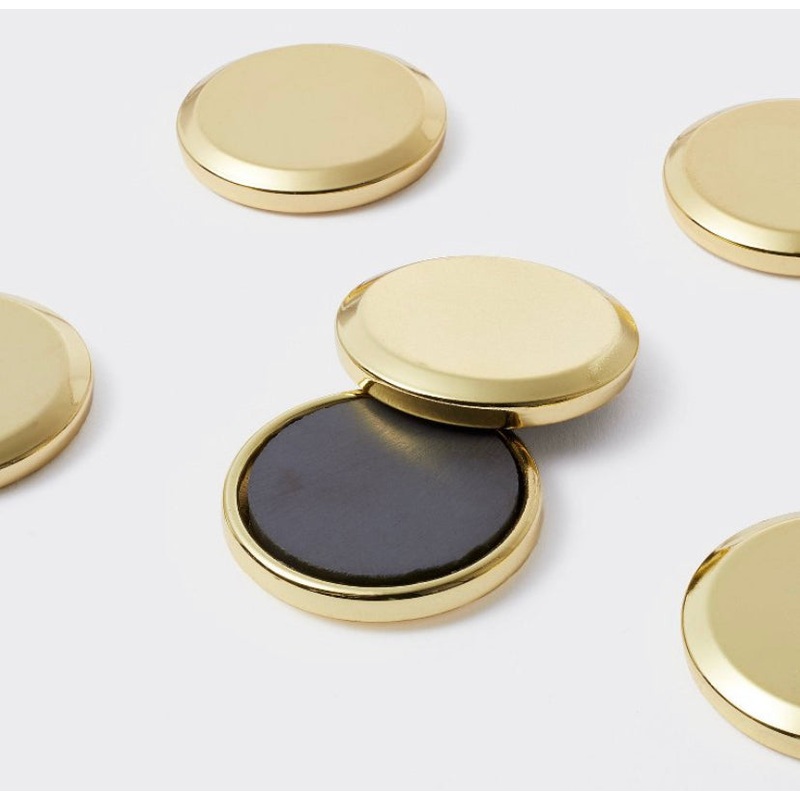 6pk Round Metal Soft Gold Magnets