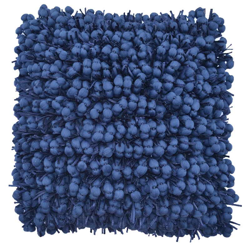 Pompom Woven Navy Pillow
