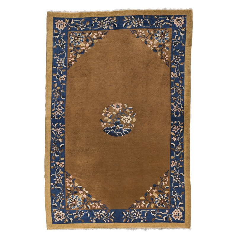 ANTIQUE PEKING CHINESE, BROWN BLUE 5′ 3” x 7′ 9”