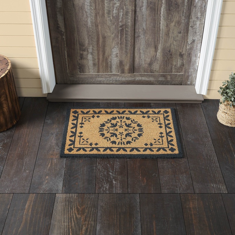 Charleston Mosaic Charcoal Coir Rug Rect 20×30