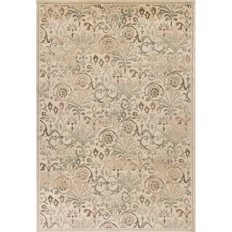 Ivory Machine Woven Floral Traditional Indoor Area Rug