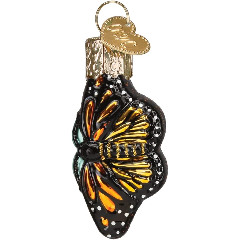Old World Christmas Mini Glass Blown Monarch Ornament, 2″