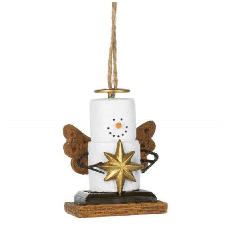 Ganz Smores Angel Snowman Resin Holiday Christmas Ornament, 2.5″