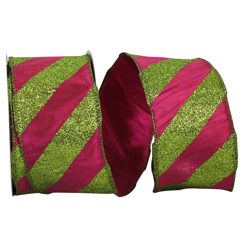 Glitter Grand Diagonal Metallic Lame Stripes Wired Edge