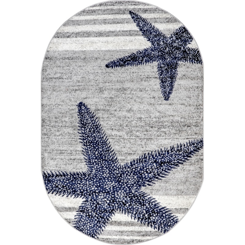 Iliana Striped Starfish Rug | Grey