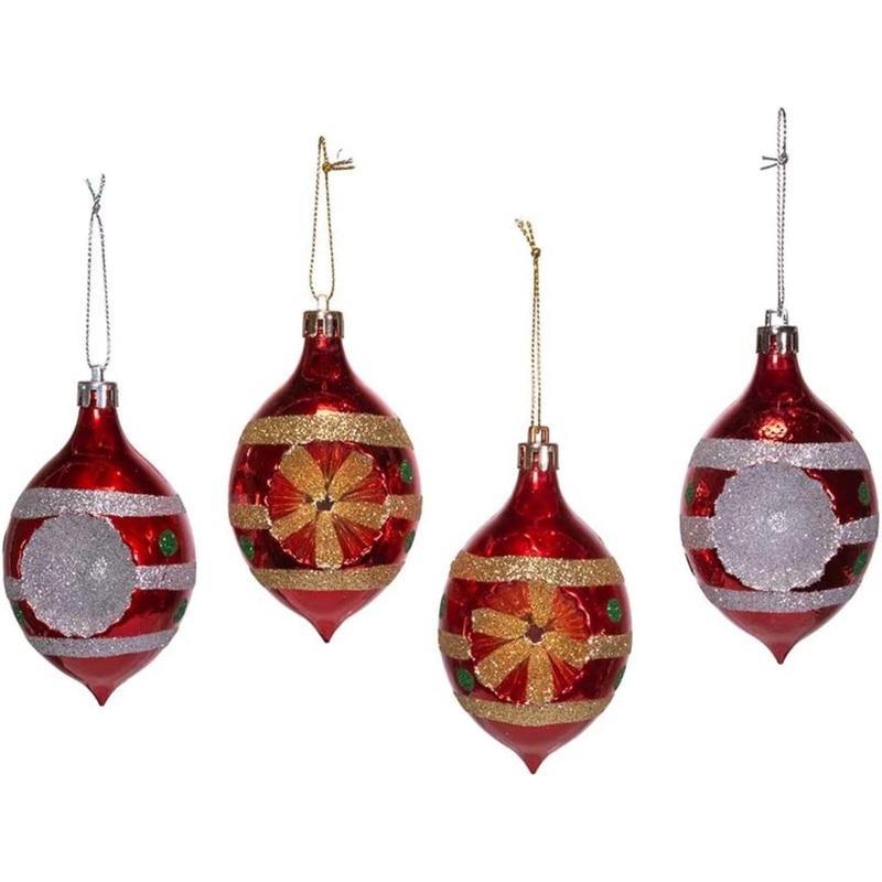 Kurt Adler Christmas Ornament Set 4 Piece, Plastic Set, Multi-Colored, 2.5″