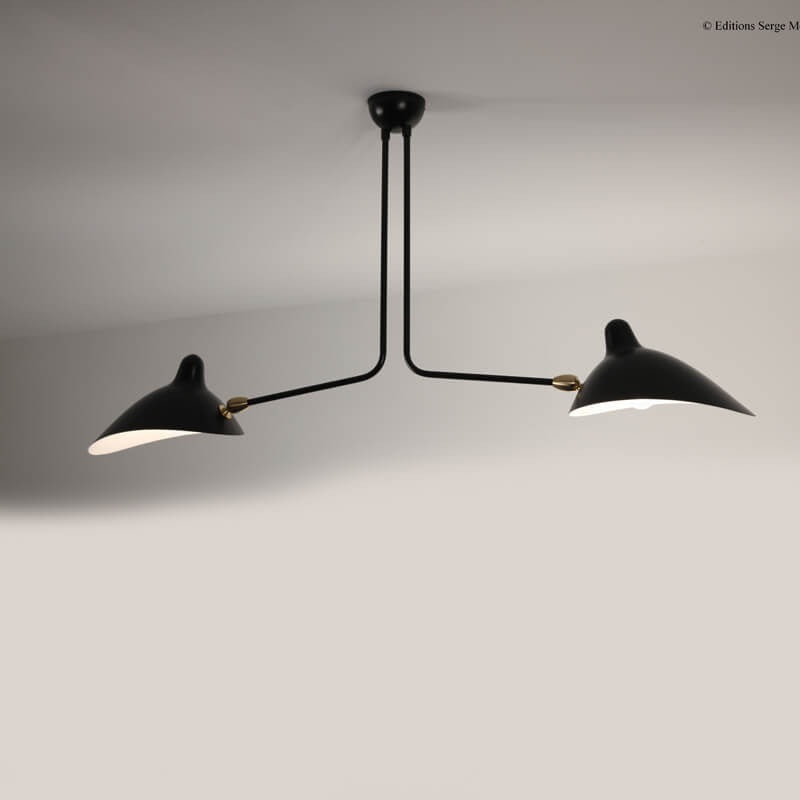 Serge Mouille 2 Still Arms Ceiling Lamp