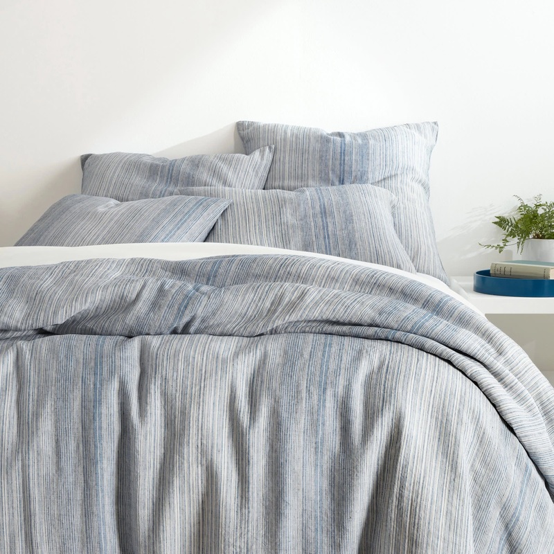 Sterling Stripe Linen Duvet Cover | Blue