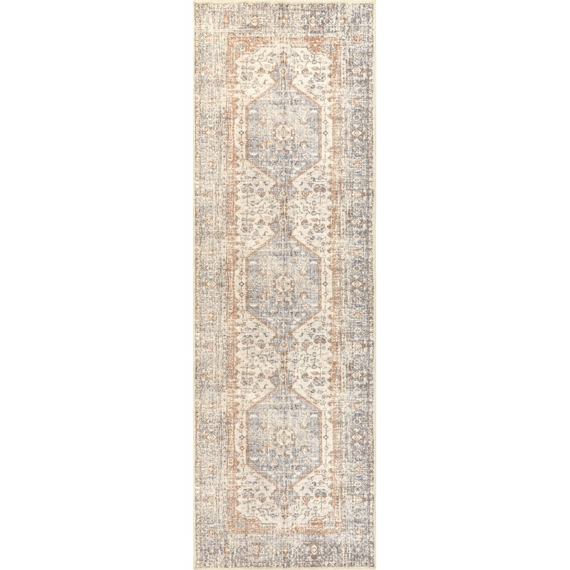 Vintage Medallion Washable Rug | Light Grey