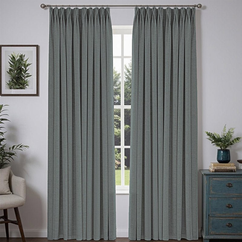 “Bold” Custom Heavyweight Linen Drape Pleated – Medium Gray