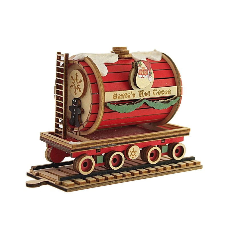 Old World Christmas Santa’s Hot Cocoa Tanker Train Car Wooden Christmas Tree Ornament