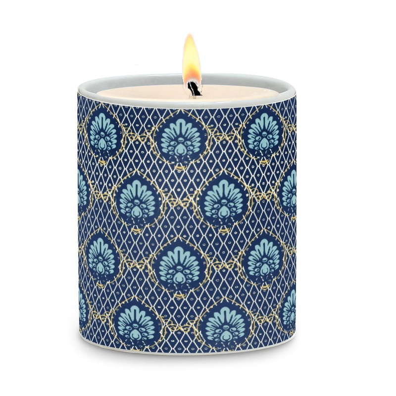 SUBLIMART: Geometric – Porcelain Soy Wax Candle ‘Peacock’ (Design #GEO05)