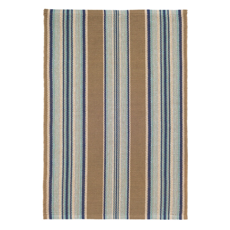 Heron Stripe Handwoven Cotton Rug | Blue