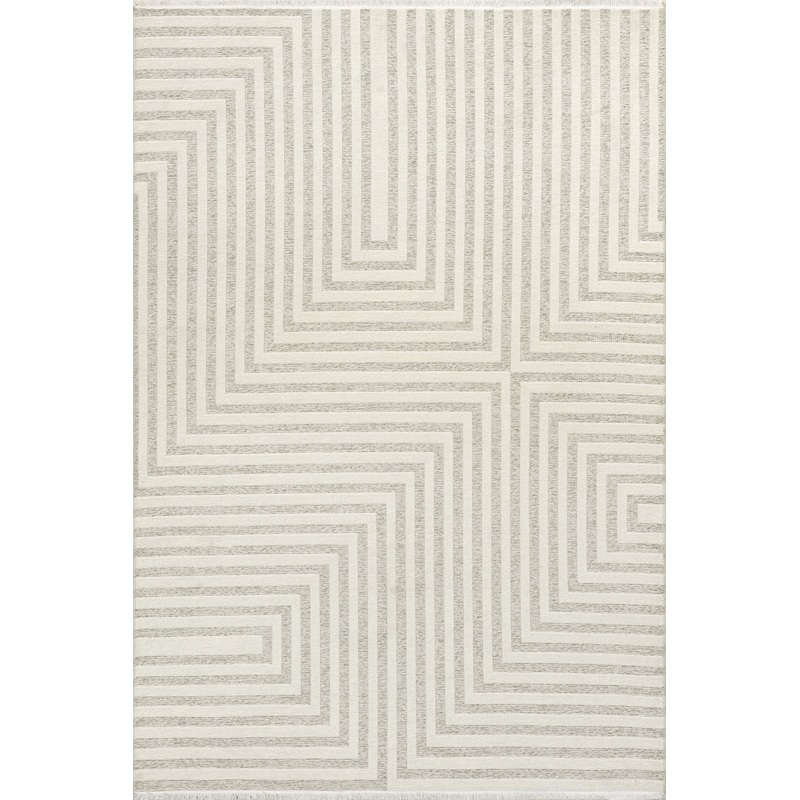 Nicolai Graphic Fringed Reversible Washable Rug | Cream