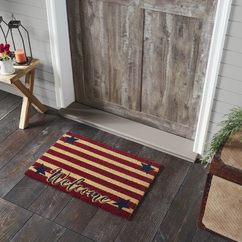 Patriotic Stripes Coir Welcome Rug Rect 20×30