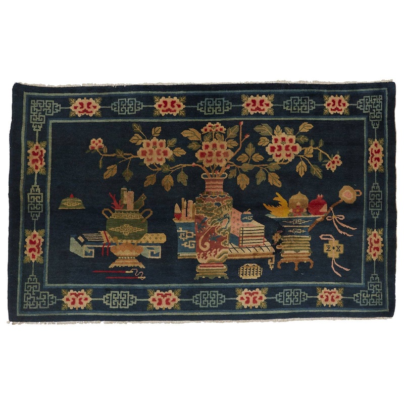 ANTIQUE CHINESE PAO TAO DO BLUE 4′ 2” x 6′ 10”