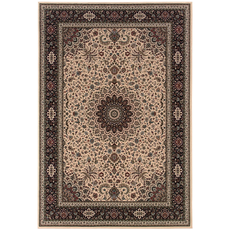 Ariana Ivory Black Traditional Oriental Indoor Rug