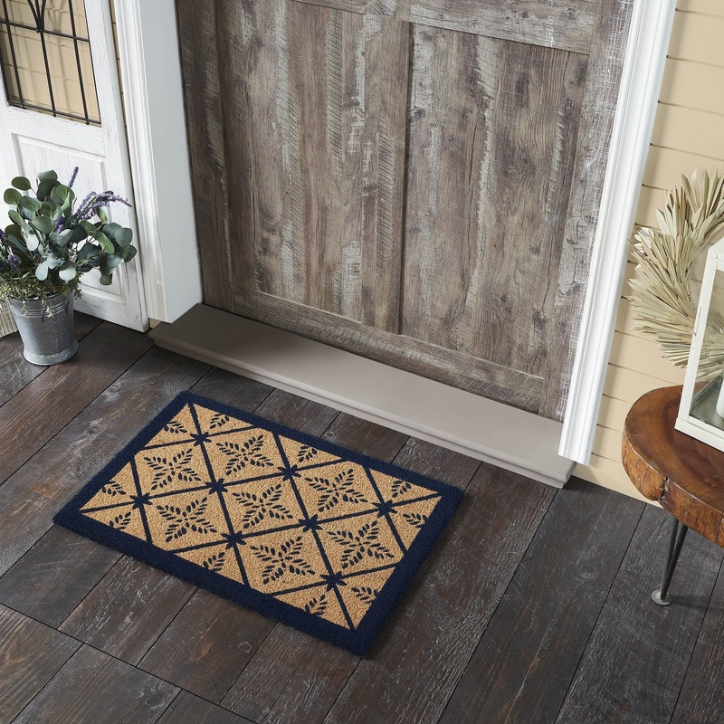 Charleston Mosaic Blue Coir Rug Rect 20×30