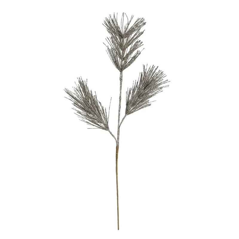 Faux Pine Pick with Glitter, Champagne