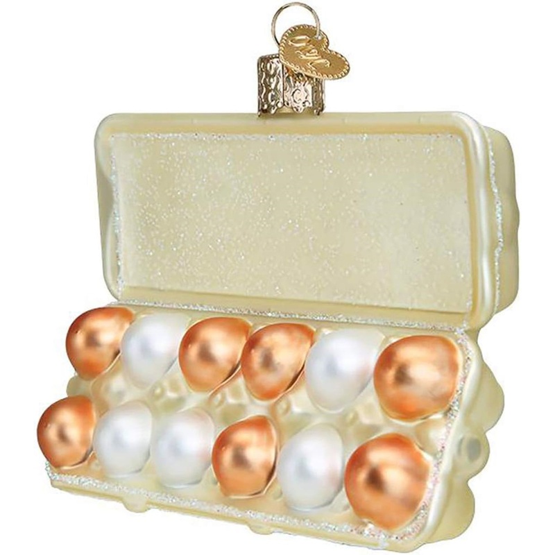 Old World Christmas Blown Glass Ornament for Christmas Tree, Egg Carton