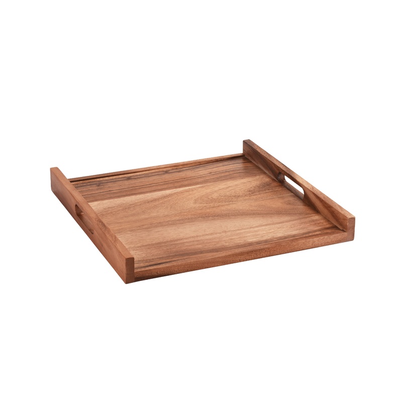 Wooden Square and Solid Bottom Serving Tray