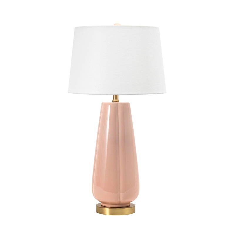 28-inch Golden Lotus Ceramic Table Lamp | Pink