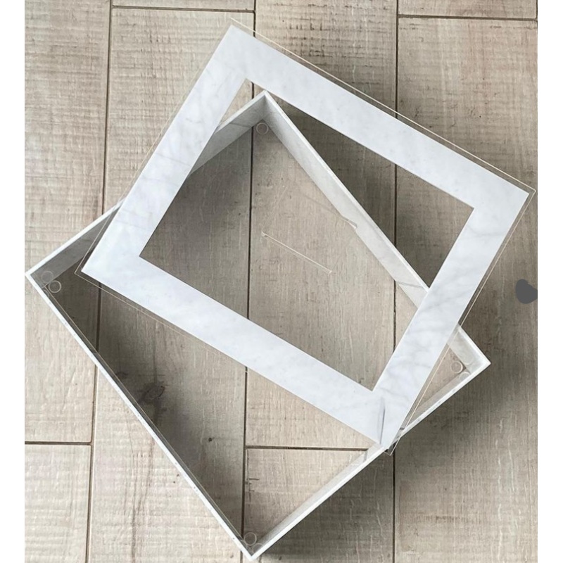 Lucite by Design Square Marble Cake Display with Luxe Knob