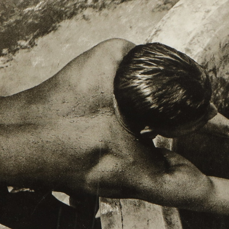 Man reaching into a well print