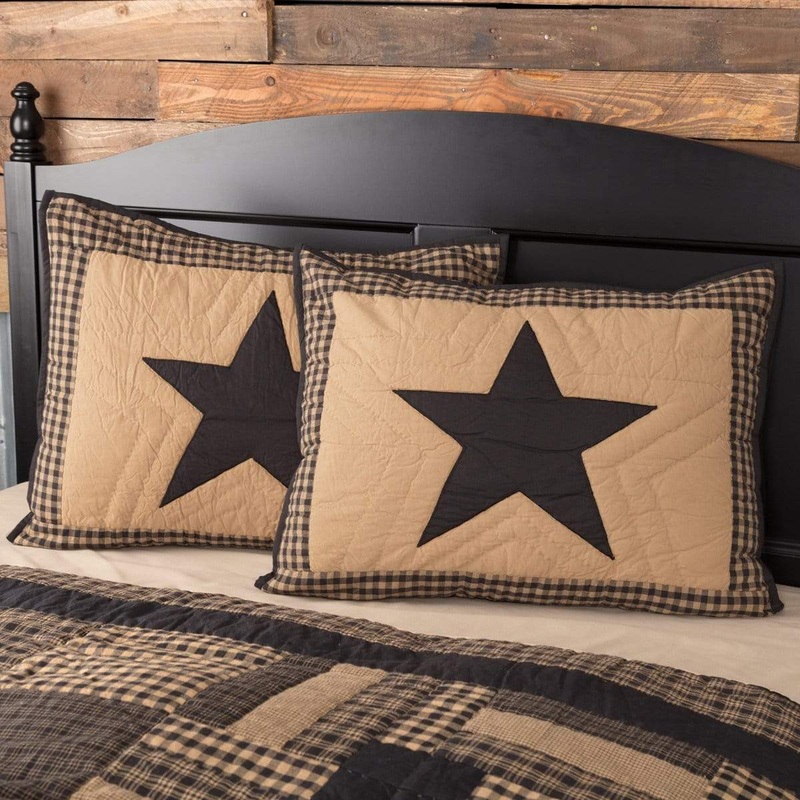 Black Check Star Standard Sham 21×27