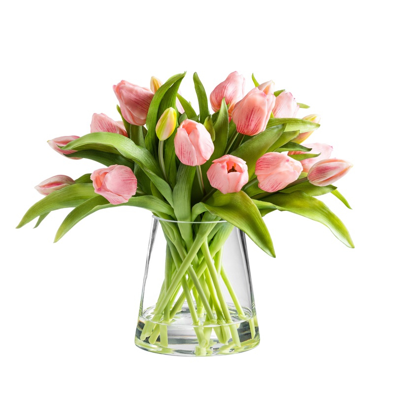 DH Pink Tulips in Clear Vase