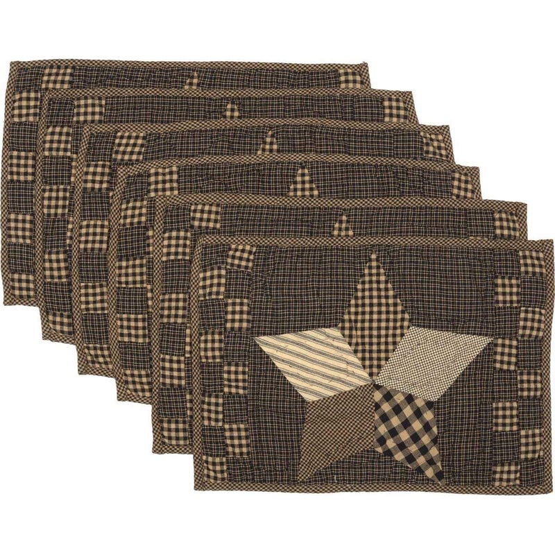 Farmhouse Star Placemat Quilted Set of 6 12×18