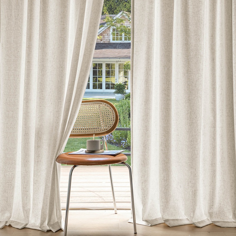 MIULEE Non-See-Through Privacy Linen Curtains 2 Panels, Light Filtering Window Curtains Farnhouse Textured Back Tab Semi Sheer Drapes for Bedroom Living Room, 52 x 72 Inches Long, Linen