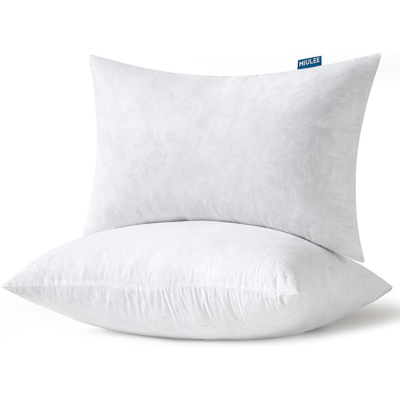 MIULEE Pillows Queen Size Set of 2 20×30 Inch, Feather Mix Polycotton with Cotton Fabric Rectangle Decorative Throw Pillows for Couch Bed Sofa
