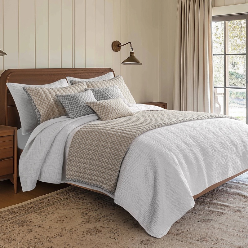 Cloud Waffle Reversible Cotton Quilt Set