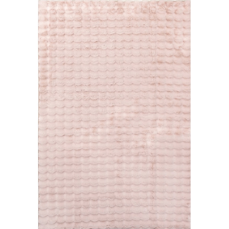 Ivana Checkered Plush Cloud Washable Rug | Blush