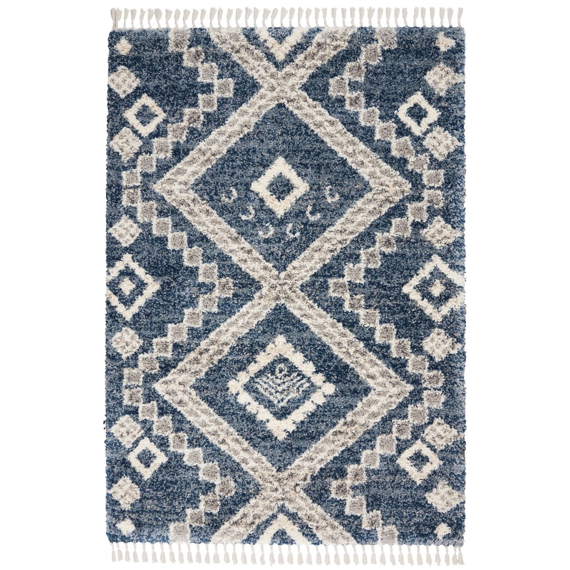 Nourison Oslo Shag 5’3″ x 7’9″ Denim Blue Shag Indoor Rug