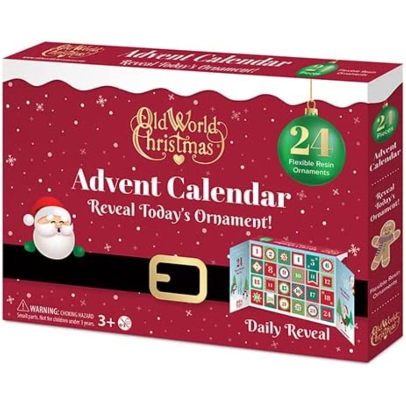 Old World Christmas Ornament Advent Calendar with 24 Flexible Resin Ornaments