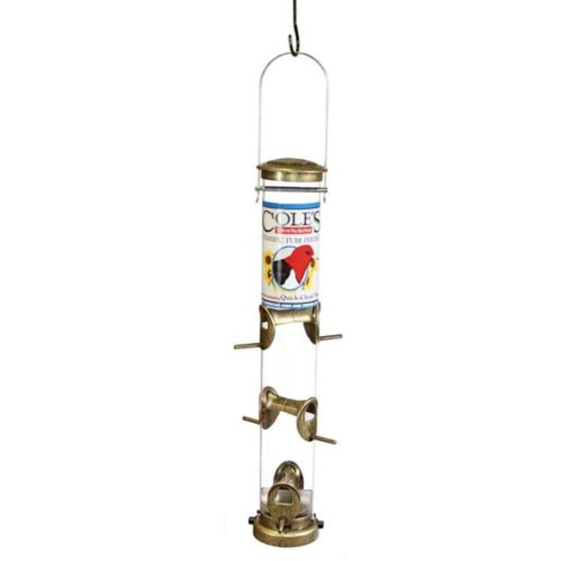 Cole’s Terrific Tube Tubular Wild Bird Feeder with Natural Grip Perch, Clear Polycarbonate, 6 ports